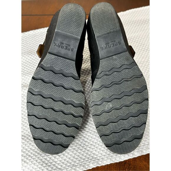 Sperry Black Leather wedge booties size 7.5 - Picture 4 of 6